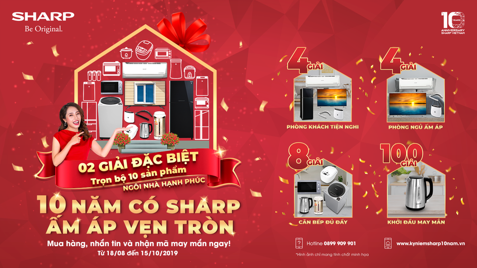 Sharp khuyến mãi cực khủng kỷ niệm 10 năm thành lập - 2 Sharp khuyến mãi cực khủng kỷ niệm 10 năm thành lập - 2