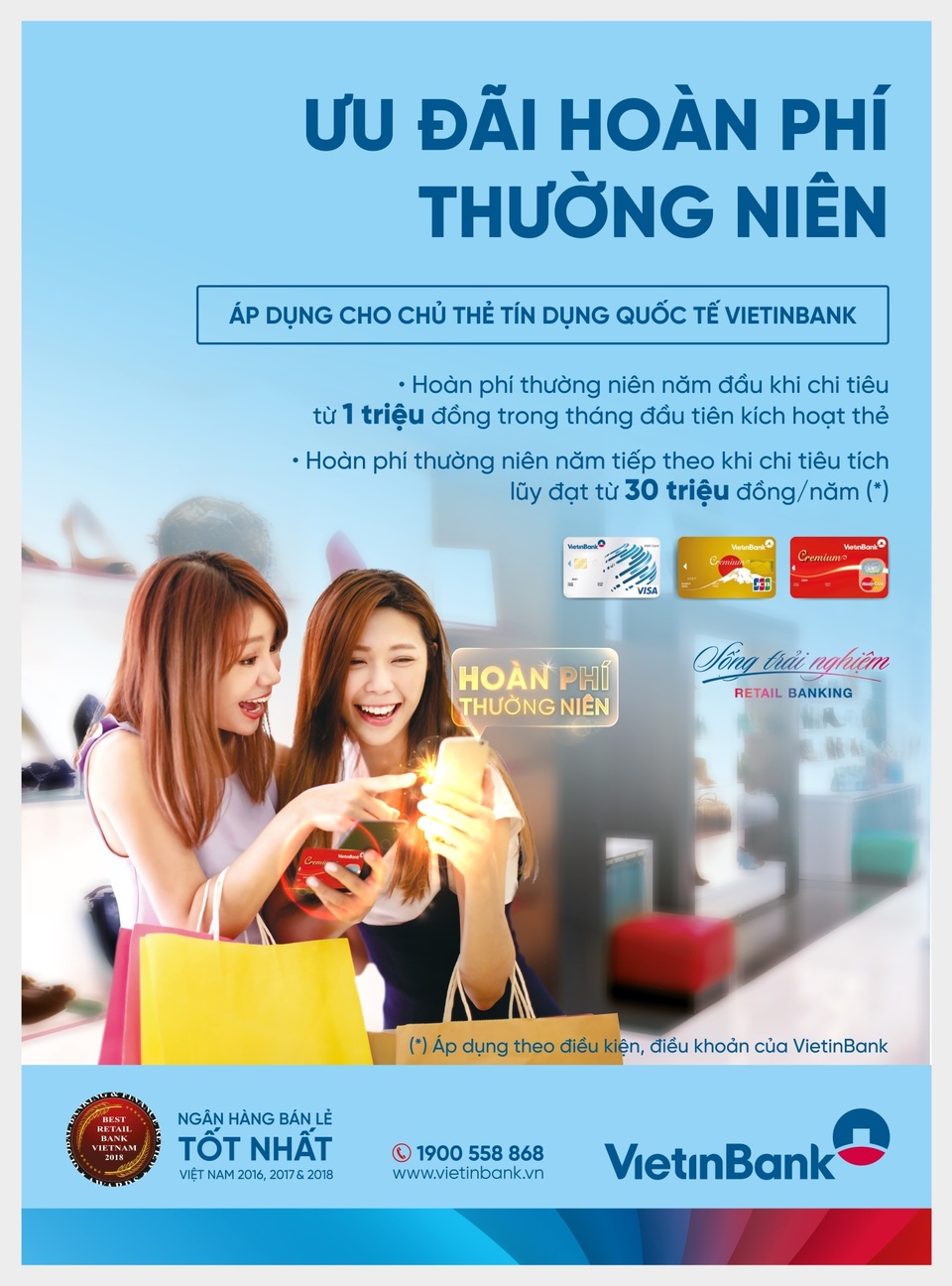 Ưu đãi hoàn phí thường niên cho chủ thẻ tín dụng quốc tế VietinBank - 1 Ưu đãi hoàn phí thường niên cho chủ thẻ tín dụng quốc tế VietinBank - 1