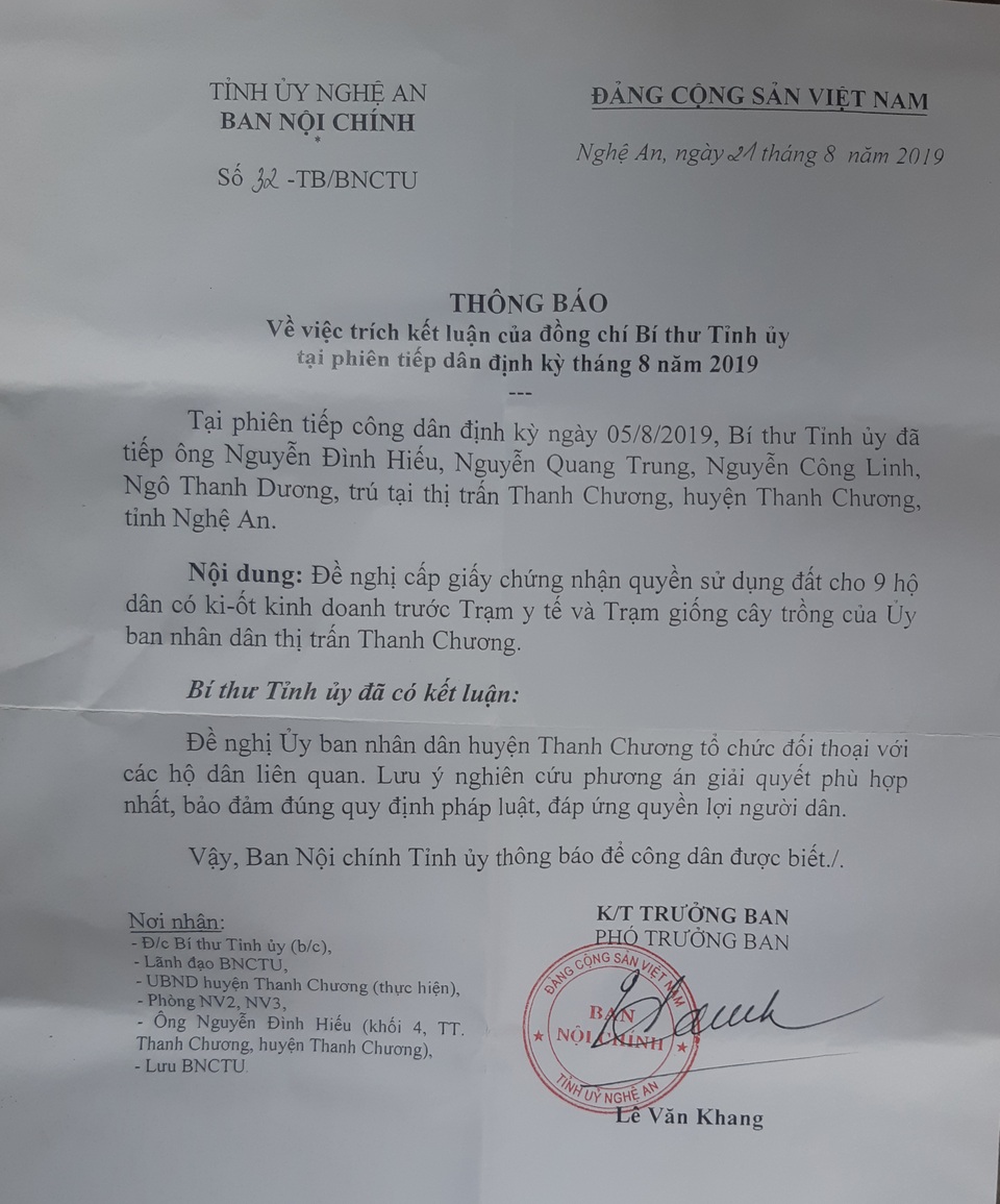 Vụ thu hồi hàng loạt ki ốt: Bí thư Tỉnh ủy Nghệ An yêu cầu đối thoại với người dân - 1 Vụ thu hồi hàng loạt ki ốt: Bí thư Tỉnh ủy Nghệ An yêu cầu đối thoại với người dân - 1