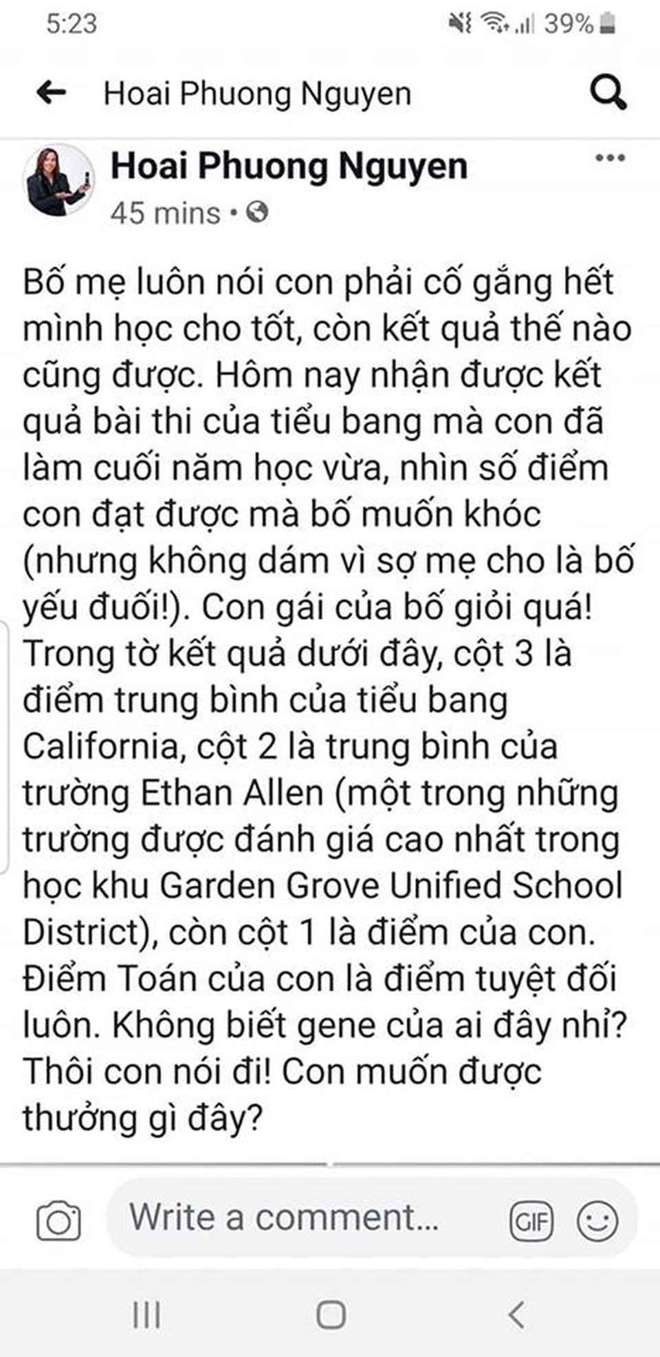 Việt Hương khoe thành tích học tập “khủng” của con gái tại Mỹ - 3 Việt Hương khoe thành tích học tập “khủng” của con gái tại Mỹ - 3