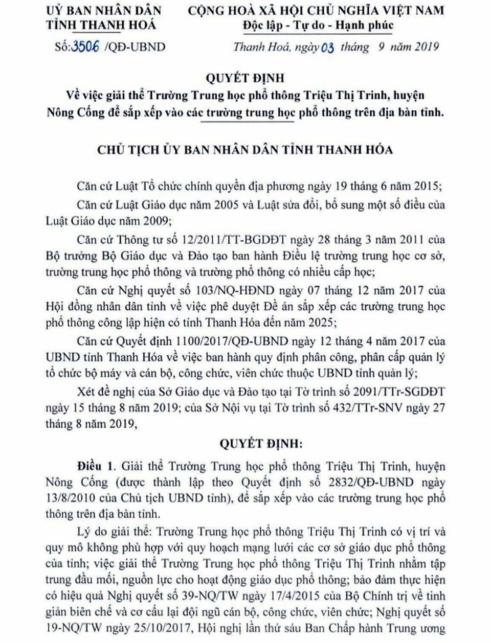 Thanh Hóa: Giải thể, sáp nhập 8 trường THPT - 1 Thanh Hóa: Giải thể, sáp nhập 8 trường THPT - 1