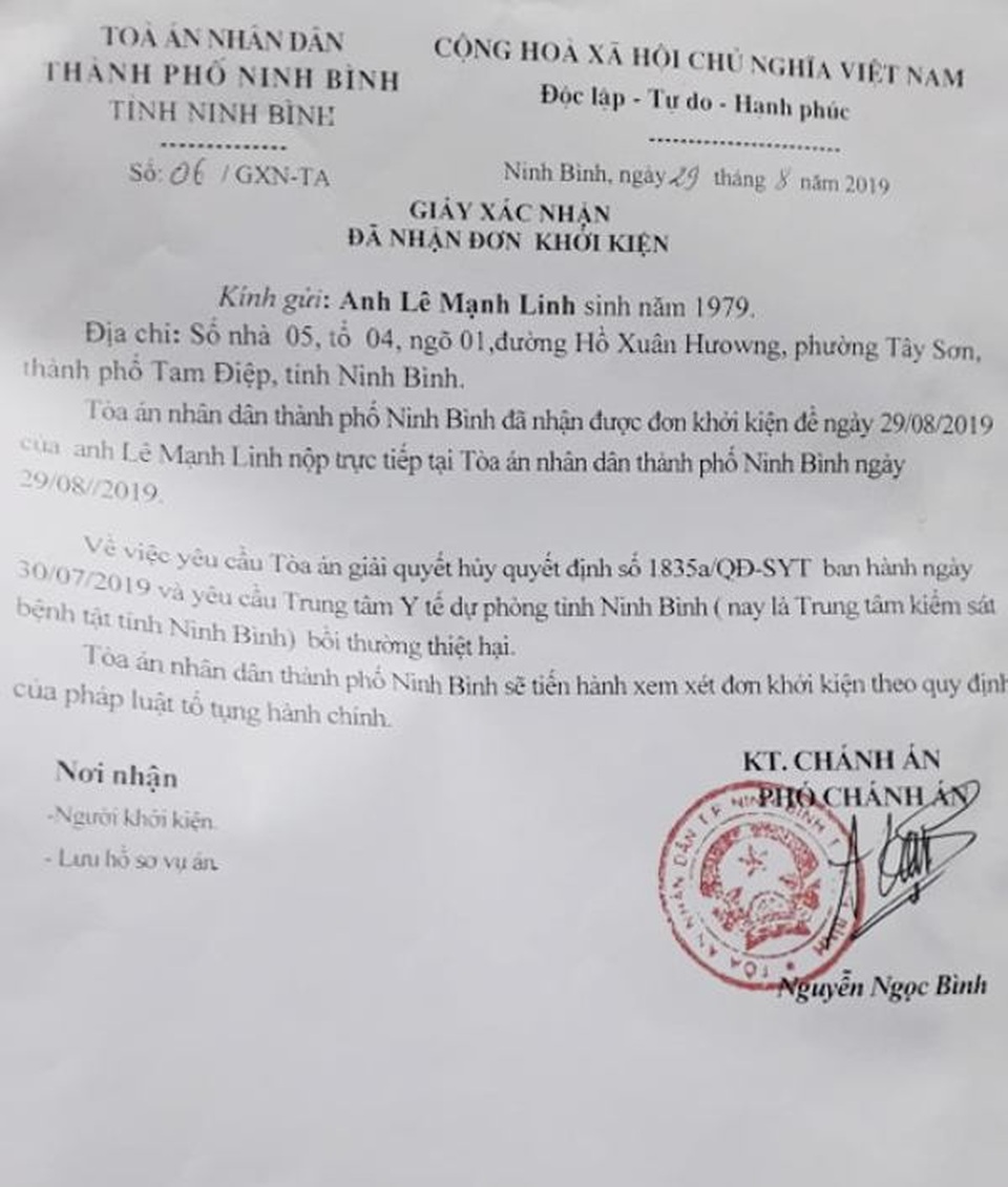 Người bị “kết án oan” nhiễm HIV gần 10 năm khởi kiện Giám đốc Sở Y tế Ninh Bình! - 5