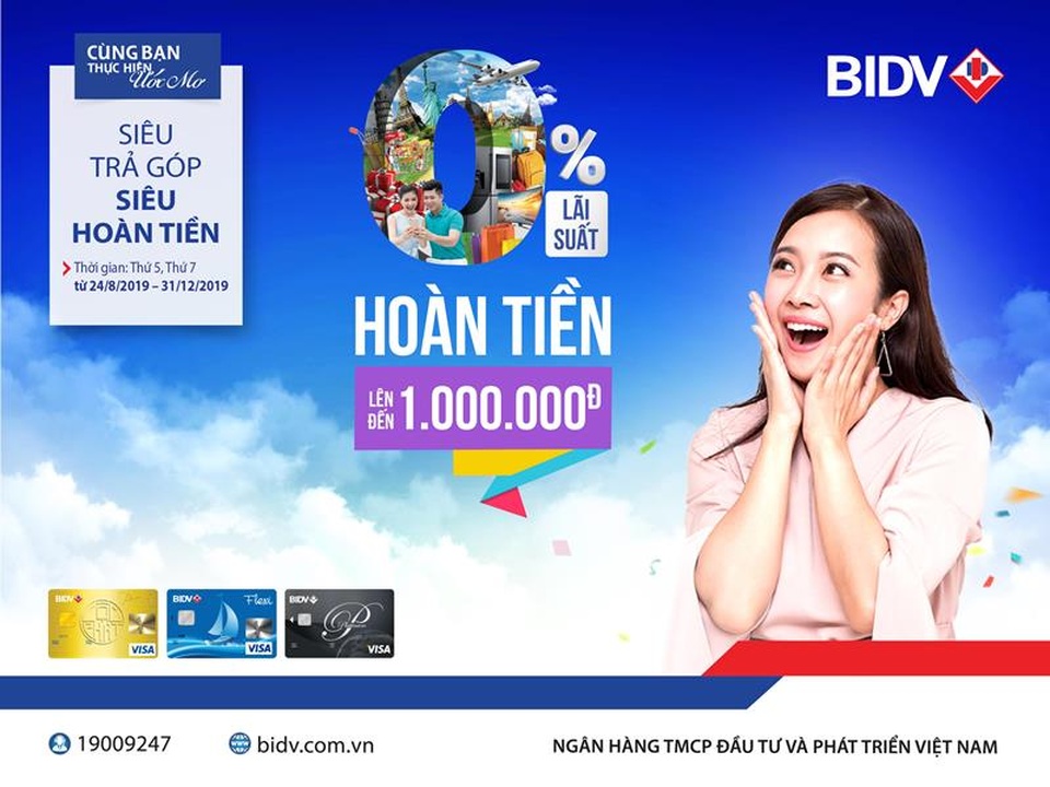 “Siêu trả góp, siêu hoàn tiền” cùng thẻ tín dụng BIDV - 1 “Siêu trả góp, siêu hoàn tiền” cùng thẻ tín dụng BIDV - 1