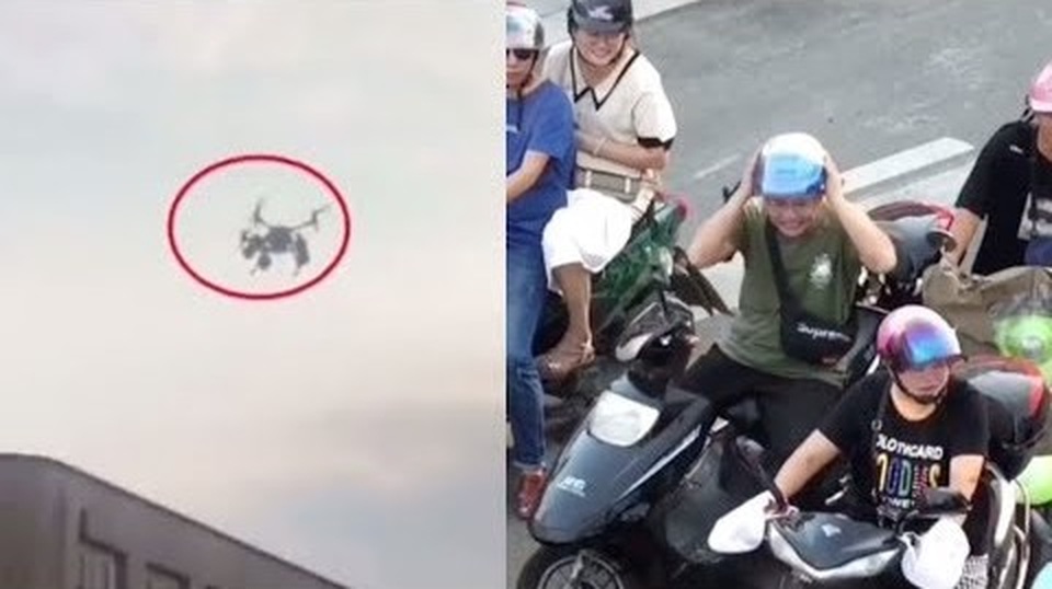 Cảnh sát dùng máy bay không người lái để nhắc người đi xe máy đội mũ bảo hiểm - 1 Cảnh sát dùng máy bay không người lái để nhắc người đi xe máy đội mũ bảo hiểm - 1