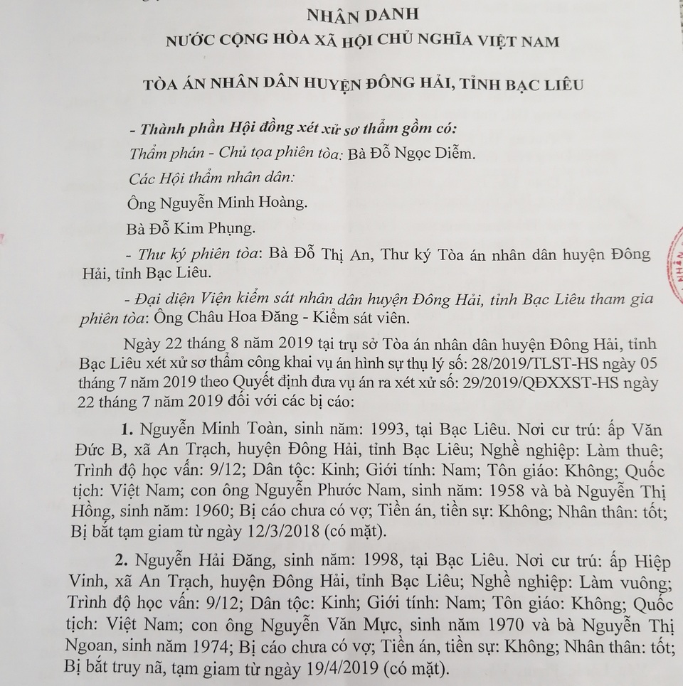 Tuyên án vụ cố ý gây thương tích còn nhiều mâu thuẫn tại Bạc Liêu - 2 Tuyên án vụ cố ý gây thương tích còn nhiều mâu thuẫn tại Bạc Liêu - 2