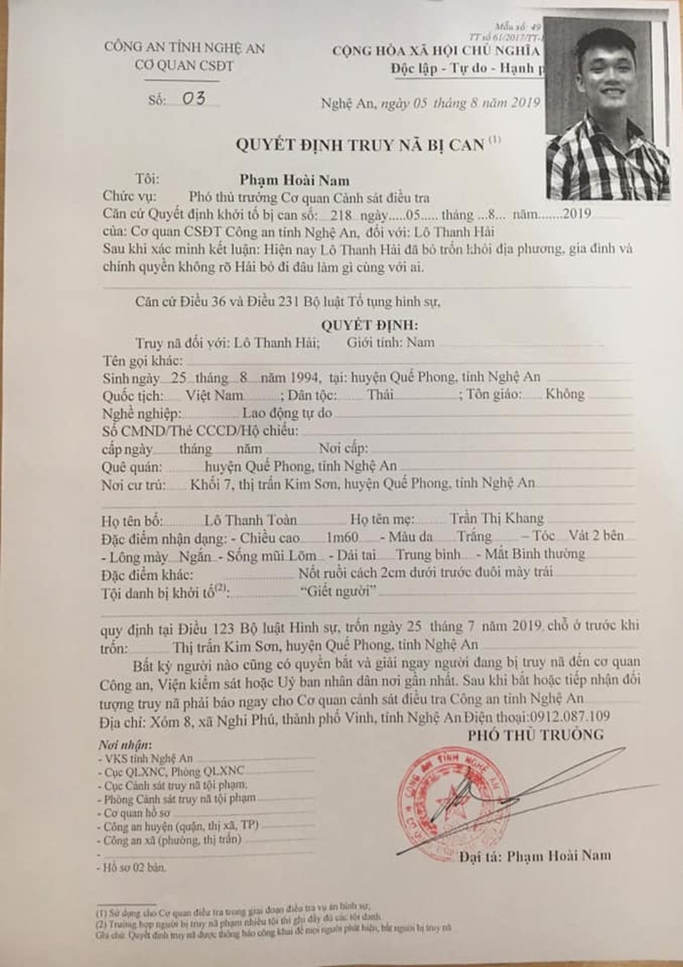 Truy nã 2 đối tượng giết người rồi bỏ trốn - 1 Truy nã 2 đối tượng giết người rồi bỏ trốn - 1