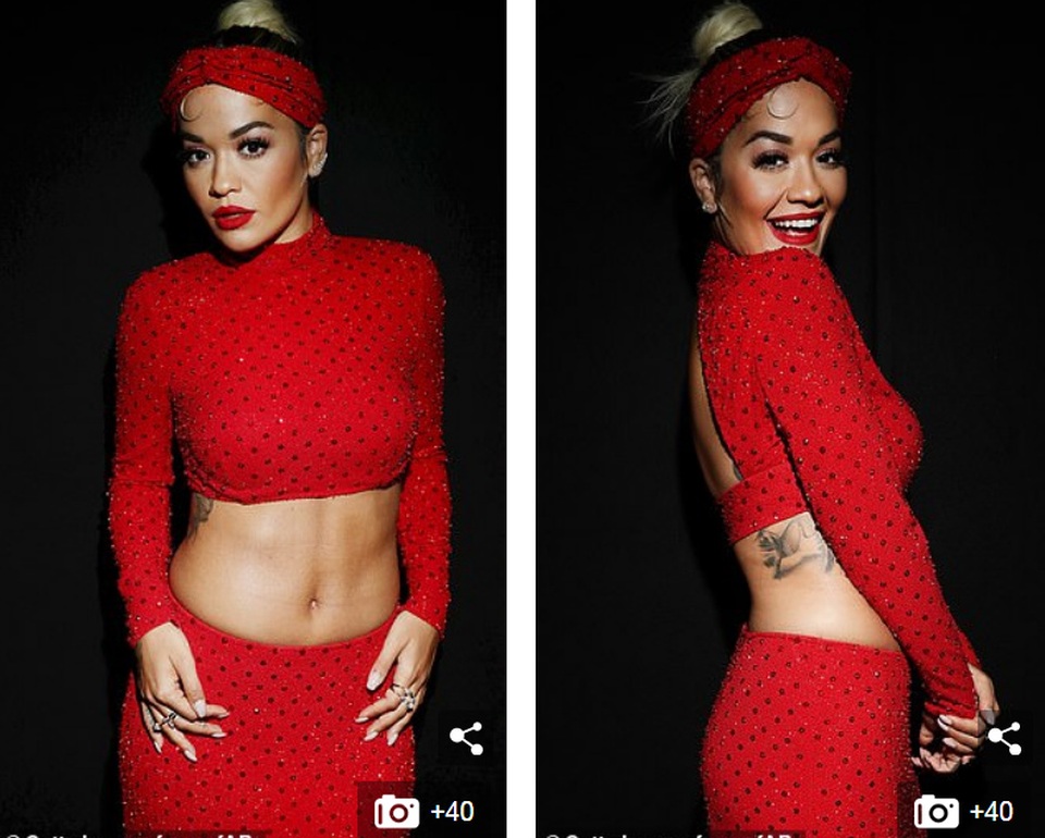 Rita Ora khoe eo săn chắc với váy đỏ rực - 3 Rita Ora khoe eo săn chắc với váy đỏ rực - 3