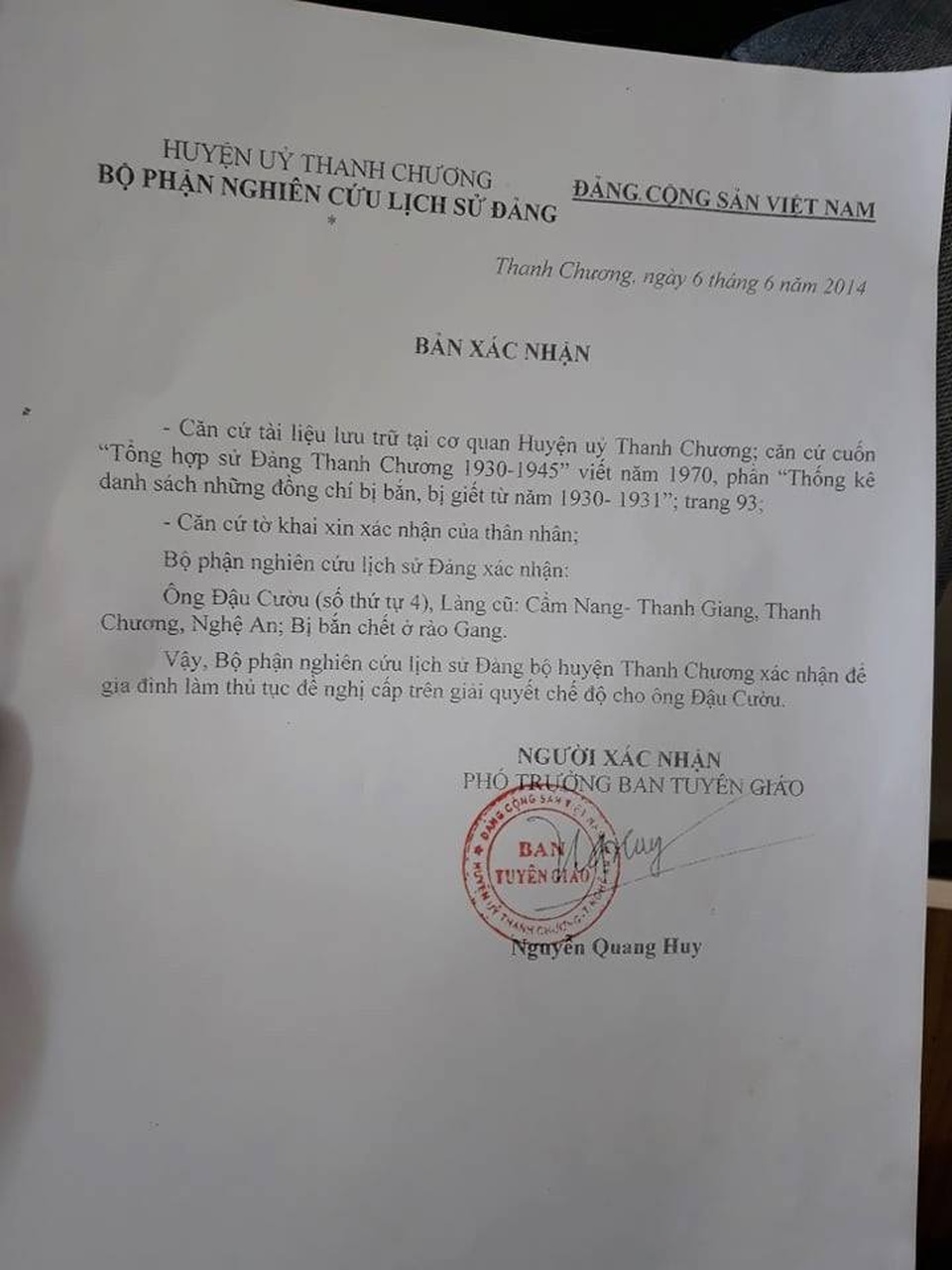 Hy sinh gần 90 năm vẫn chưa được công nhận liệt sĩ - 5 Hy sinh gần 90 năm vẫn chưa được công nhận liệt sĩ - 5