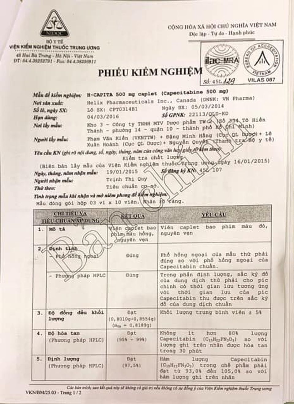 Giải mật văn bản vụ VN Pharma: Hội đồng giám định khẳng định H-Capita là thuốc - 2 Giải mật văn bản vụ VN Pharma: Hội đồng giám định khẳng định H-Capita là thuốc - 2