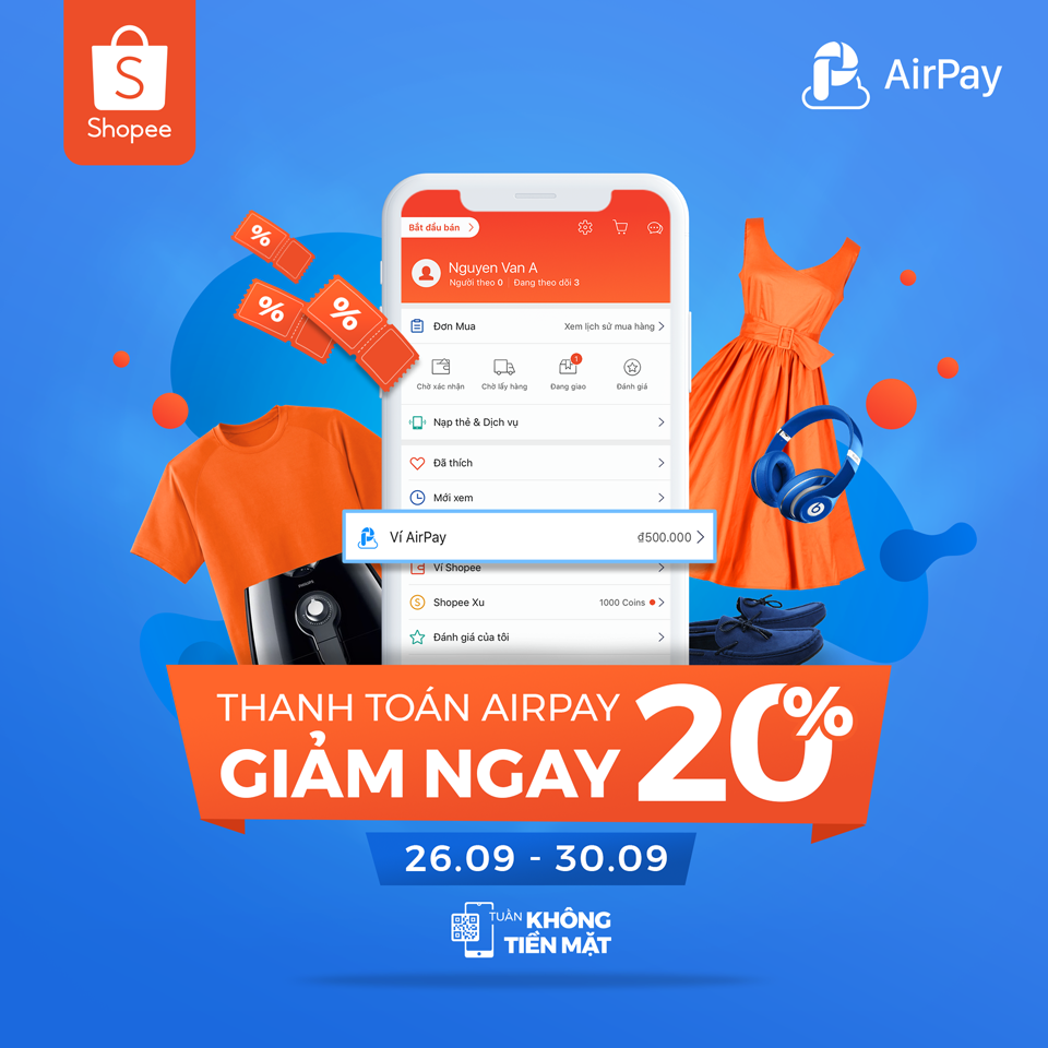 Tặng ngay 100.000 đồng khi thanh toán qua Ví AirPay trên Shopee từ 26/9 đến 30/9 - 2 Tặng ngay 100.000 đồng khi thanh toán qua Ví AirPay trên Shopee từ 26/9 đến 30/9 - 2