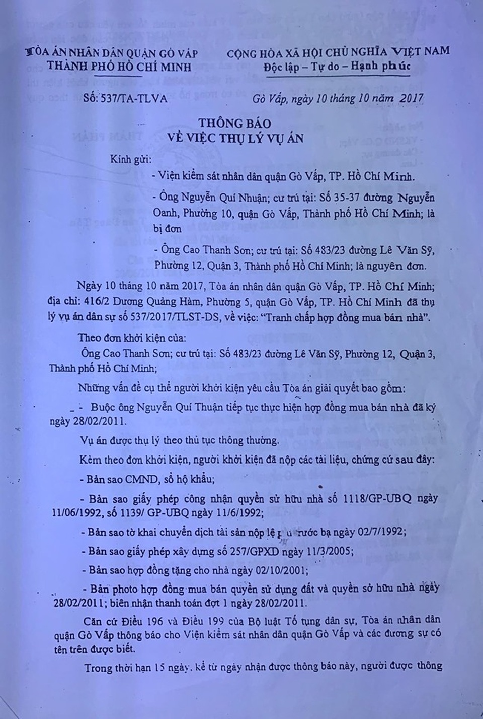 TP.HCM: Bản án có hiệu lực gần 10 năm vẫn “dài cổ” chờ thi hành án! - 8 TP.HCM: Bản án có hiệu lực gần 10 năm vẫn “dài cổ” chờ thi hành án! - 8
