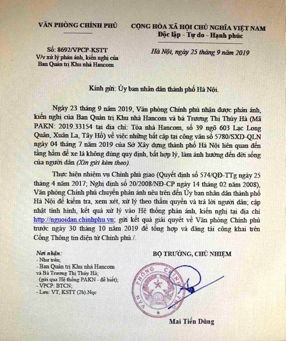 Vụ cư dân Hancom kêu cứu đỏ toà nhà: Quận Tây Hồ thanh minh do lỗi tham mưu! - 3 Vụ cư dân Hancom kêu cứu đỏ toà nhà: Quận Tây Hồ thanh minh do lỗi tham mưu! - 3