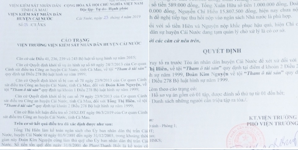 Nguyên kế toán kêu oan, Viện kiểm sát ra cáo trạng lần thứ 10 quyết truy tố tội tham ô - 1 Nguyên kế toán kêu oan, Viện kiểm sát ra cáo trạng lần thứ 10 quyết truy tố tội tham ô - 1