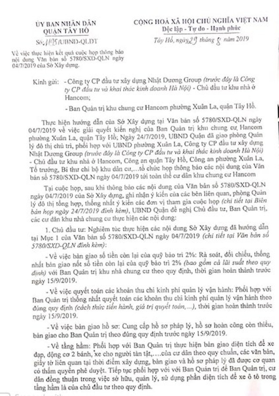 Vụ cư dân Hancom kêu cứu đỏ tòa nhà: Yêu cầu báo cáo Thủ tướng kết quả giải quyết - 7 Vụ cư dân Hancom kêu cứu đỏ tòa nhà: Yêu cầu báo cáo Thủ tướng kết quả giải quyết - 7