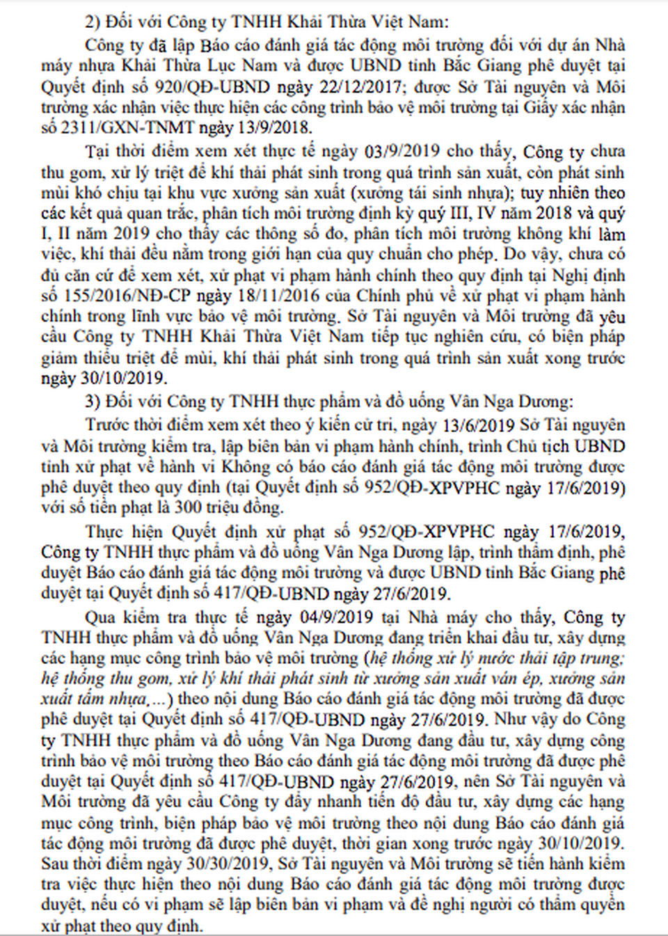 Không phạt doanh nghiệp Trung Quốc gây ô nhiễm bằng lý do hài hước tại Bắc Giang - 6 Không phạt doanh nghiệp Trung Quốc gây ô nhiễm bằng lý do hài hước tại Bắc Giang - 6