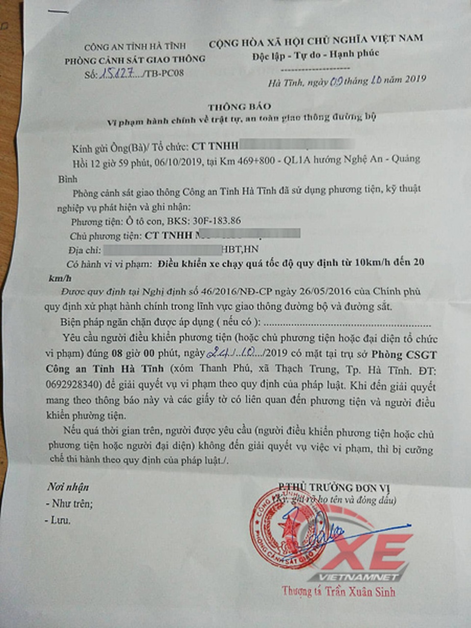 Chủ ô tô tá hỏa vì ngồi nhà Hà Nội vẫn bị bắn tốc độ ở Hà Tĩnh - 2 Chủ ô tô tá hỏa vì ngồi nhà Hà Nội vẫn bị bắn tốc độ ở Hà Tĩnh - 2