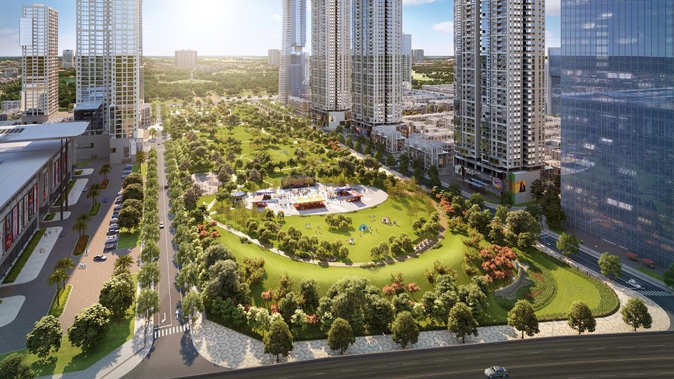 Phối cảnh công viên trung tâm dự án rộng 6,6 ha. Phối cảnh công viên trung tâm dự án rộng 6,6 ha.