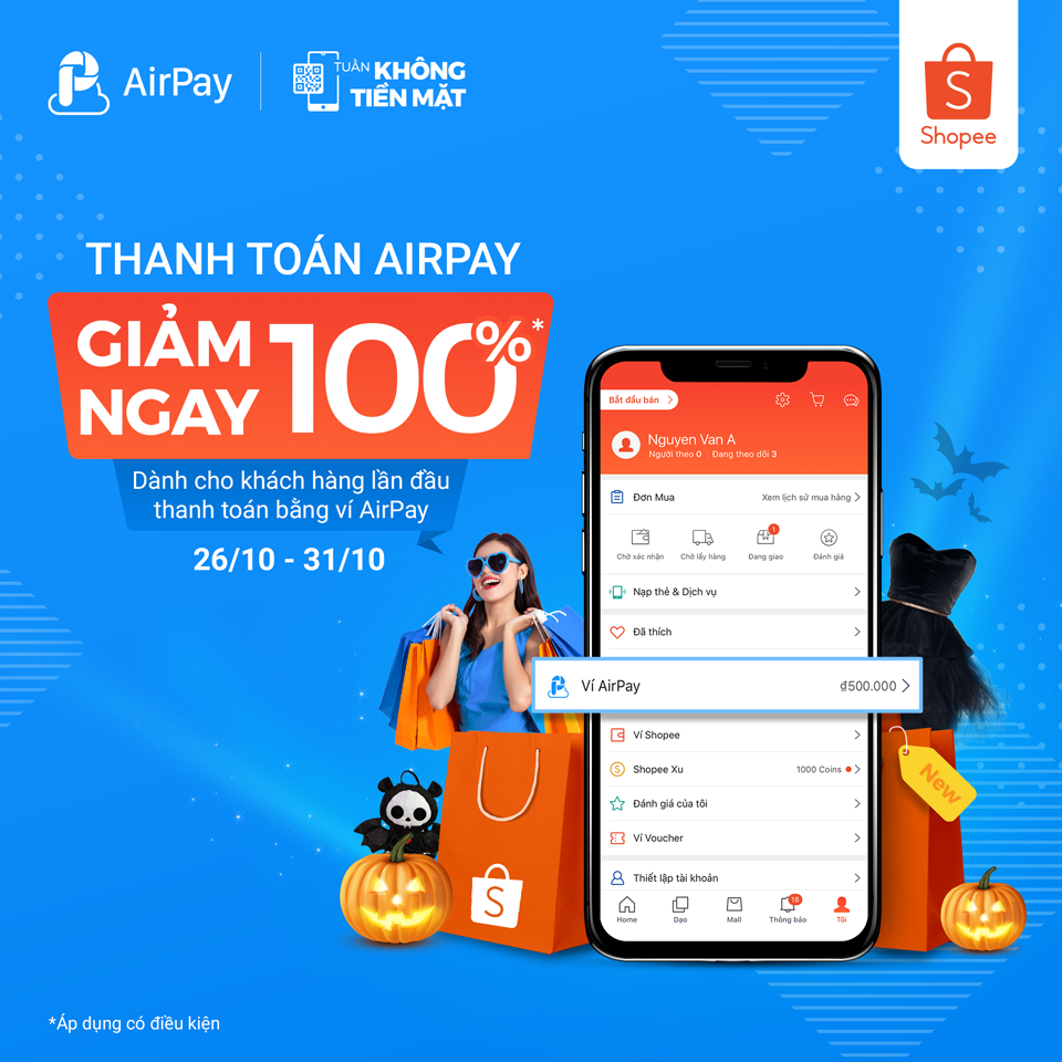 Thanh toán AirPay trên Shopee, giảm ngay 20% từ 26/10 - 31/10 - 1 Thanh toán AirPay trên Shopee, giảm ngay 20% từ 26/10 - 31/10 - 1