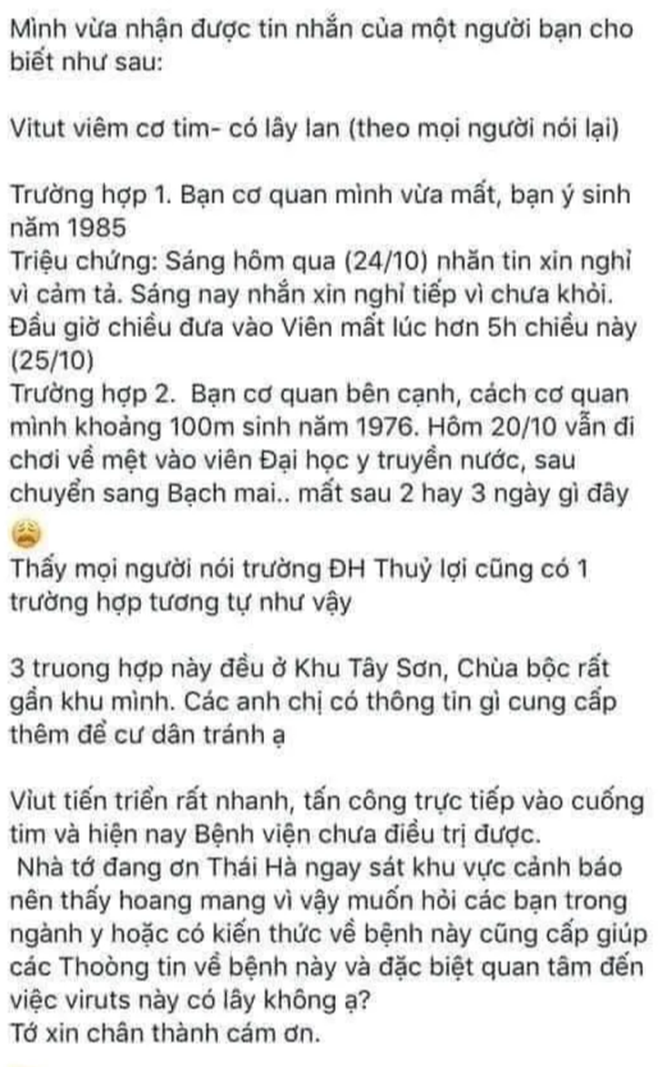 Hà Nội: Người dân hoang mang vì thông tin virus lạ gây viêm cơ tim tử vong nhanh chóng - 1 Hà Nội: Người dân hoang mang vì thông tin virus lạ gây viêm cơ tim tử vong nhanh chóng - 1