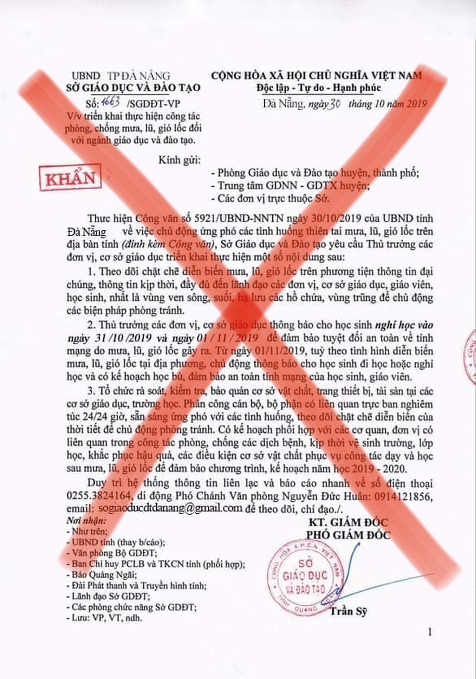 Giả mạo thông báo cho học sinh Đà Nẵng nghỉ học - 1