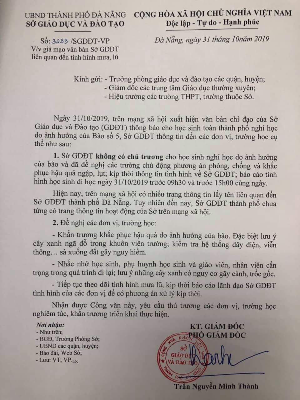 Giả mạo thông báo cho học sinh Đà Nẵng nghỉ học - 2