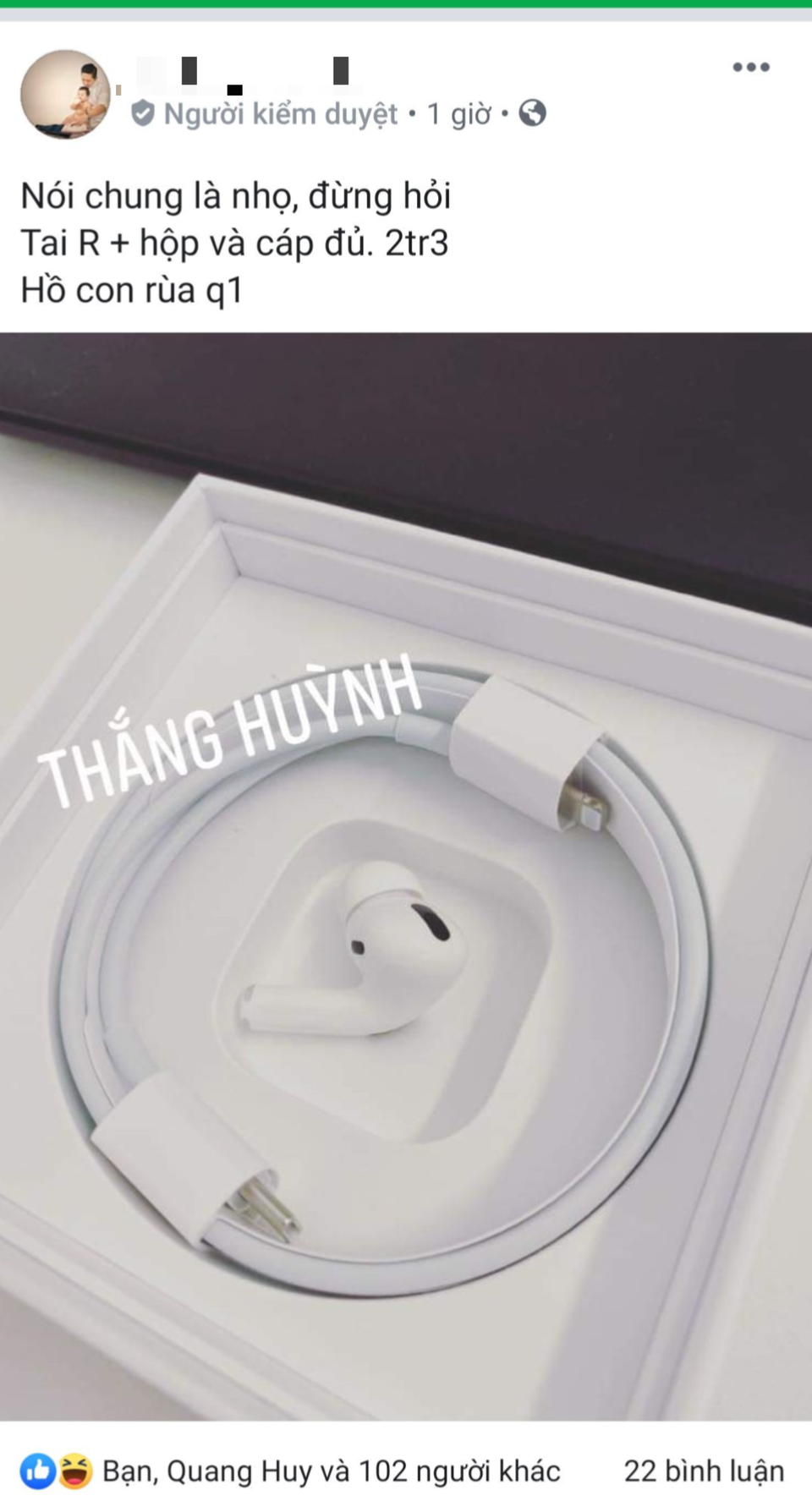 Thanh niên Việt “ngậm đắng” bán lại AirPods Pro mới mở hộp với giá “như cho” vì một lý do bất ngờ - 2 Thanh niên Việt “ngậm đắng” bán lại AirPods Pro mới mở hộp với giá “như cho” vì một lý do bất ngờ - 2