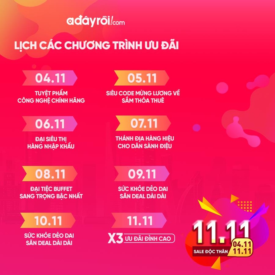 Adayroi tung khuyến mại “khủng” đón ngày Lễ độc thân 11/11 - 1 Adayroi tung khuyến mại “khủng” đón ngày Lễ độc thân 11/11 - 1