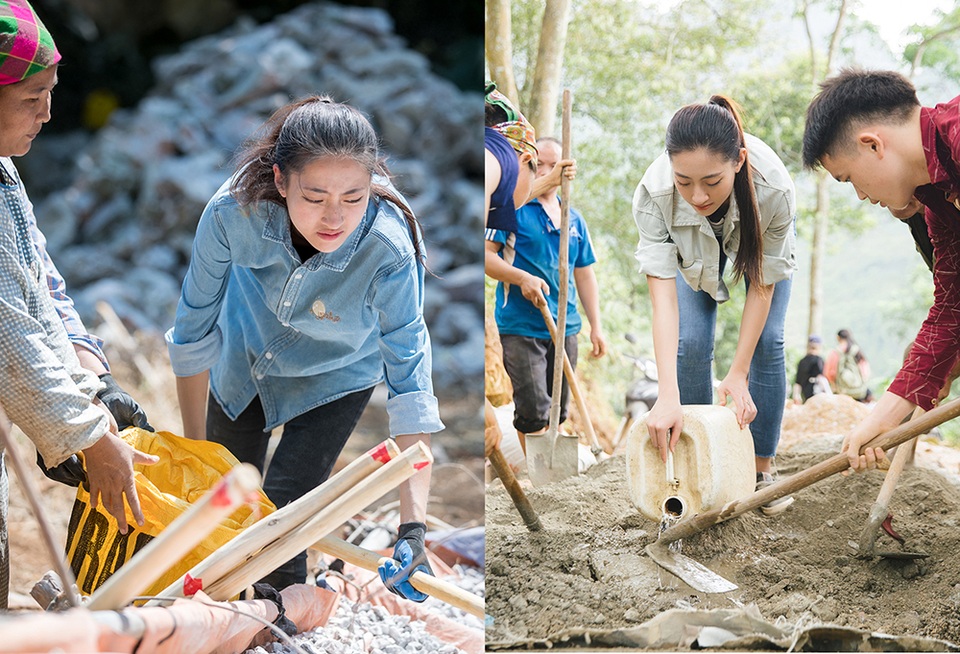 Hoa hậu Lương Thùy Linh vất vả vác vật liệu lên núi làm đường - 9 Hoa hậu Lương Thùy Linh vất vả vác vật liệu lên núi làm đường - 9