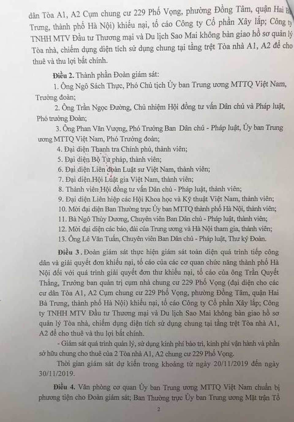 Uỷ ban Trung ương MTTQ Việt Nam giám sát vụ cư dân chung cư 229 phố Vọng kêu cứu - 2 Uỷ ban Trung ương MTTQ Việt Nam giám sát vụ cư dân chung cư 229 phố Vọng kêu cứu - 2
