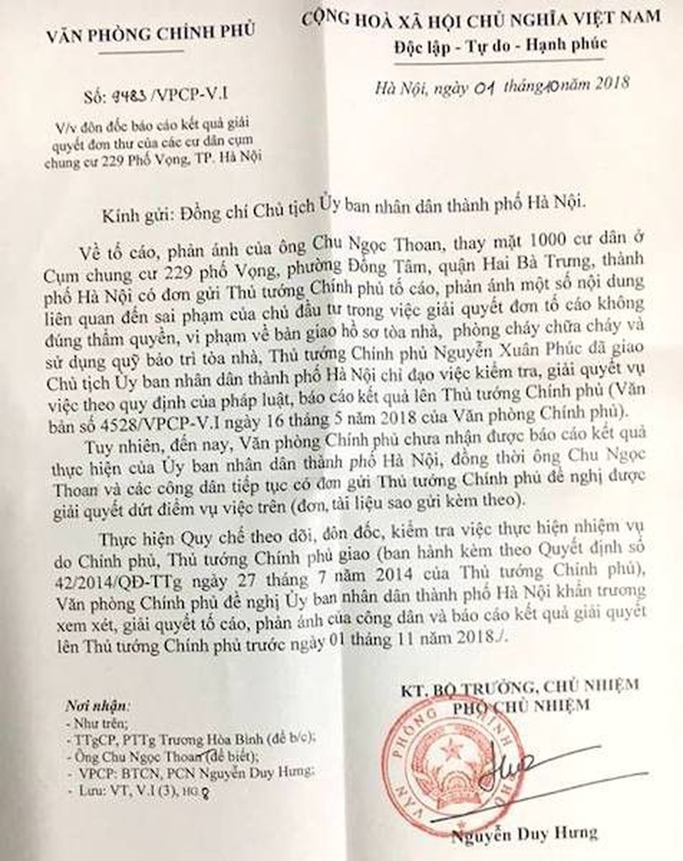 Uỷ ban Trung ương MTTQ Việt Nam giám sát vụ cư dân chung cư 229 phố Vọng kêu cứu - 4 Uỷ ban Trung ương MTTQ Việt Nam giám sát vụ cư dân chung cư 229 phố Vọng kêu cứu - 4