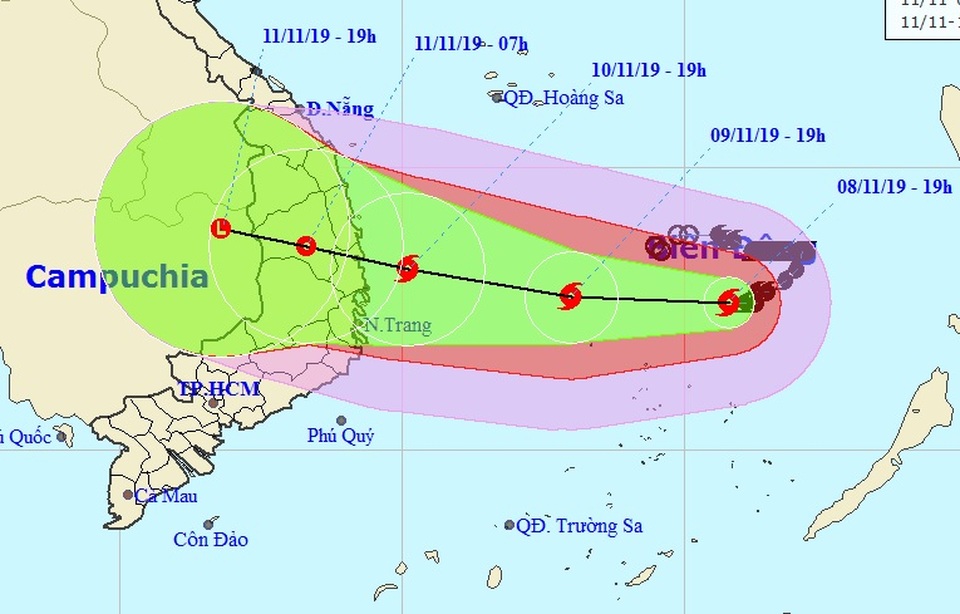 Bão Nakri giật cấp 15 đang hướng vào Nam Trung Bộ - 1