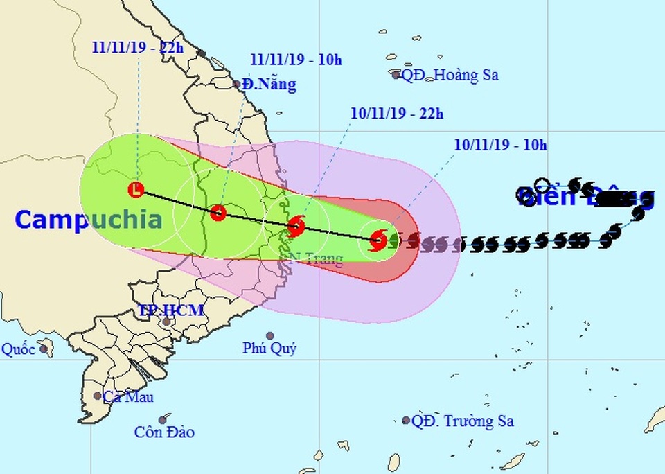 Đêm nay bão số 6 vào bờ biển các tỉnh Bình Định - Khánh Hòa - 1 Đêm nay bão số 6 vào bờ biển các tỉnh Bình Định - Khánh Hòa - 1