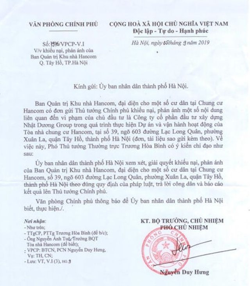 Tại sao cư dân chung cư Hancom quyết phản đối văn bản của Sở Xây dựng TP Hà Nội? - 2 Tại sao cư dân chung cư Hancom quyết phản đối văn bản của Sở Xây dựng TP Hà Nội? - 2