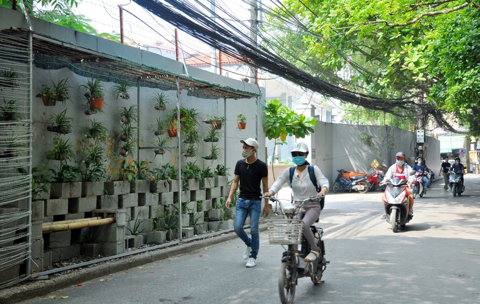 
Tương tự như ở phố Phó Đức Chính, một con đường nằm trong ngõ 58 Trần Bình cũng “lột xác” nhờ vườn hoa của nhóm các bạn sinh viên này.
