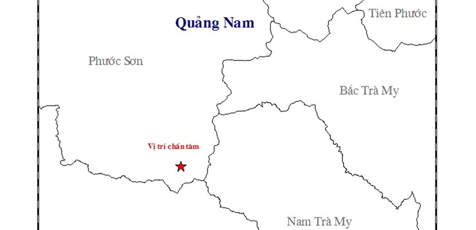 Quảng Nam: 10 ngày 3 trận động đất - 1 Vị trí xảy ra động đất trên địa bàn huyện Phước Sơn. (Ảnh: Viện Vật lý địa cầu)