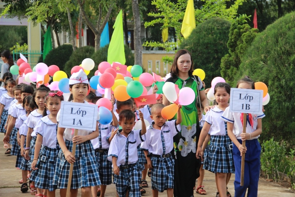 Lễ đón học sinh vào lớp 1 tại trường Tiểu học Gio Hải.