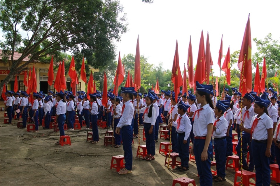 Học sinh vùng biển tham gia đầy đủ trong ngày khai giảng.