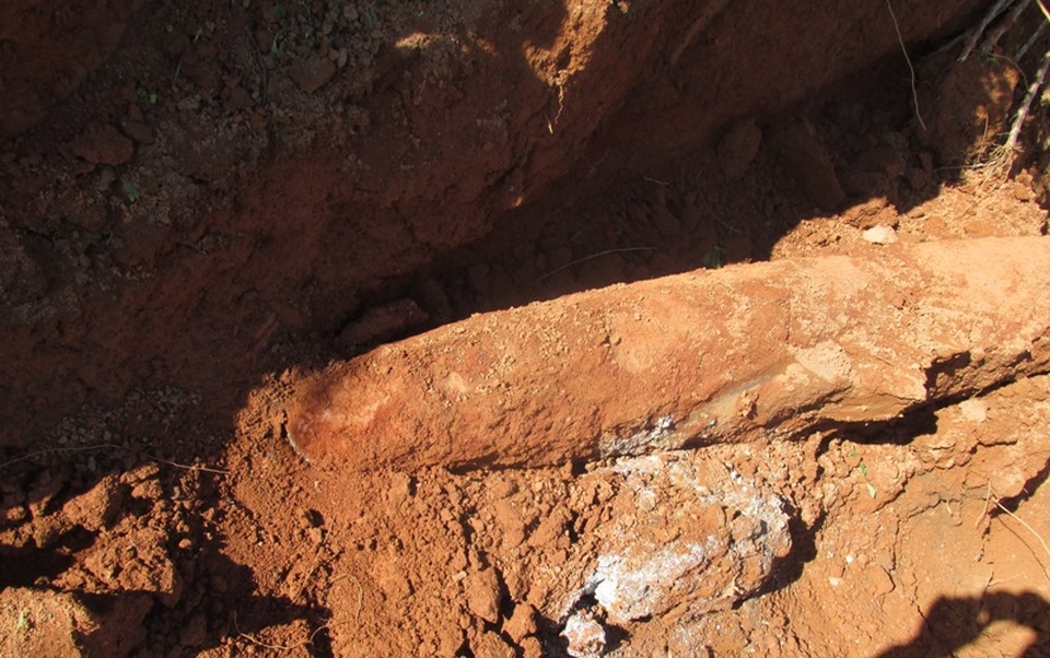 Quả bom khủng được phát hiện dưới lòng đất 