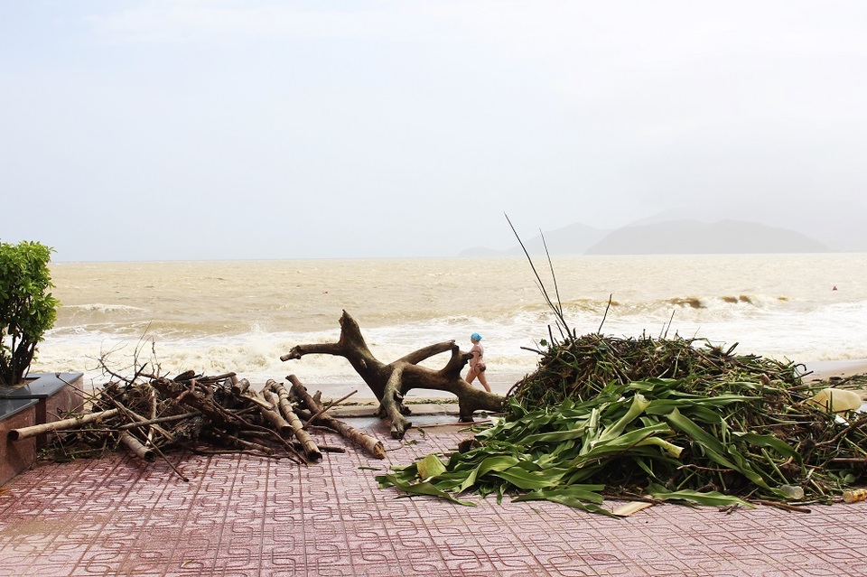 Rác được thu gom đưa lên bờ chờ xe đến lấy đi xử lý