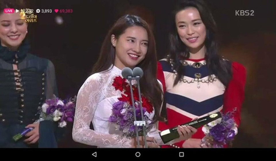 Nhã Phương - từ “cô gái nghèo bán bánh tráng” đến Ngôi sao châu Á - 4 Nhã Phương tự tin phát biểu cảm tưởng và gửi lời cảm ơn bằng tiếng Anh. Nữ diễn viên trẻ có giây phút nghẹn ngào xúc động không tin được mình giành được giải thưởng bất ngờ này.