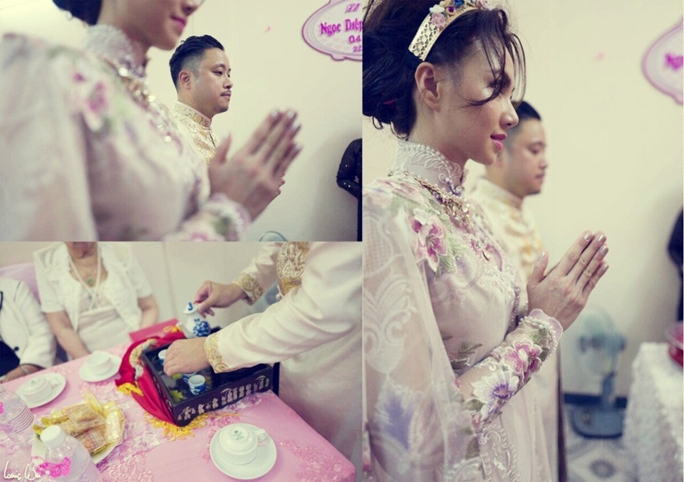 Bên cạnh đó, cả trang phục váy cưới và trọn vẹn các khâu tổ chức lễ cưới của cặp đôi Victor Vũ - Đinh Ngọc Diệp cũng do Anh Thư đảm nhiệm.