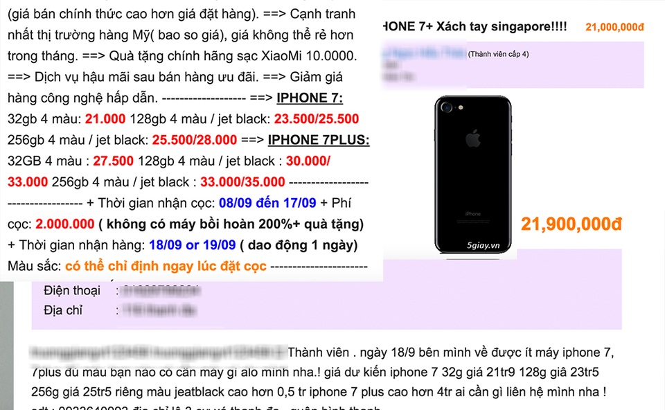 Giá bán iPhone 7 xách tay đang hạ nhiệt, giảm nhanh từ 2-3 triệu đồng - 1 Nhiều dân buôn đang chào hàng iPhone 7 giá từ 21 triệu đồng