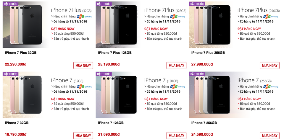 Giá dự kiến iPhone 7 và 7 Plus chính hãng