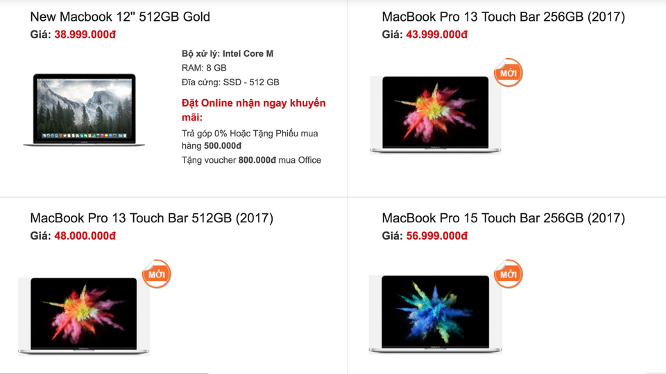 Macbook Pro thế hệ mới có giá chính hãng từ 37 triệu đồng - 1
Giá Macbook Pro thế hệ mới trên website của nhà bán lẻ tại Việt Nam