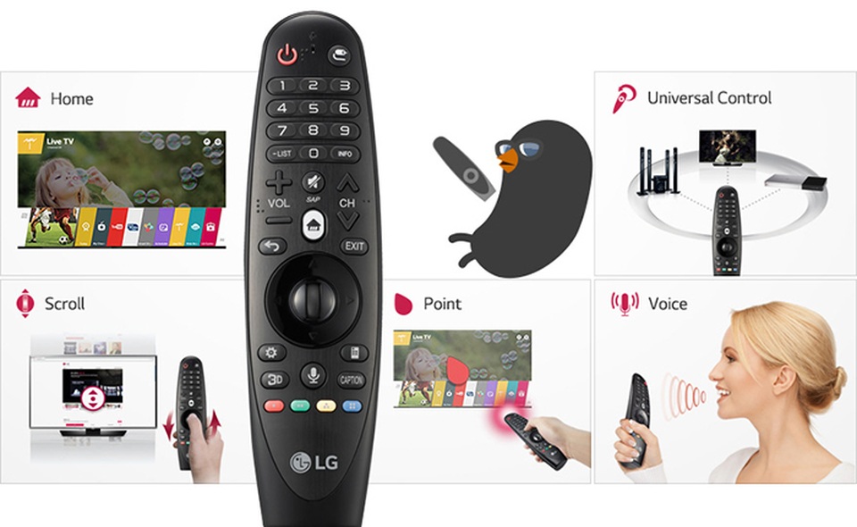 Với sự trợ giúp của hệ điều hành thông minh WebOS 3.5 và điều khiển Magic remote có chức năng tìm kiếm bằng giọng nói và phóng to thu nhỏ màn hình, việc điều khiển tivi trên 43UJ632T thật dễ dàng.