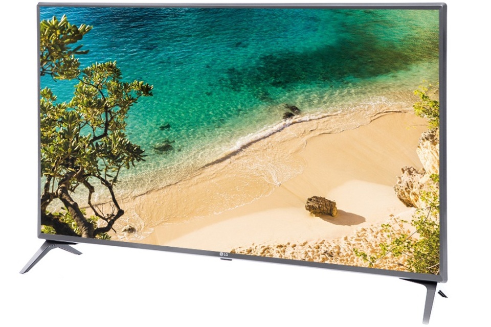 43UJ652T sở hữu thiết kế chân đế chữ V đơn giản, tiết kiệm không gian cùng màn hình mỏng tràn viền giúp mở rộng tối đa không gian hiển thị