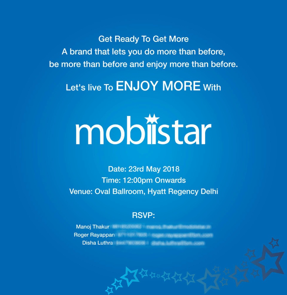 Thương hiệu Việt đầu tiên mang smartphone ra bán ở thị trường nước ngoài - 1 Thư mời của MobiiStar tới báo giới Ấn Độ