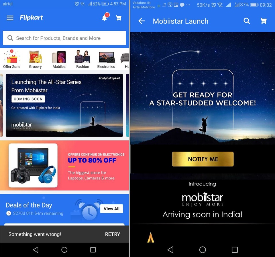 Thương hiệu Việt đầu tiên mang smartphone ra bán ở thị trường nước ngoài - 2 Hình ảnh của Mobiistar đã xuất hiện chính thức trên ứng dụng bán hàng của flipkart
