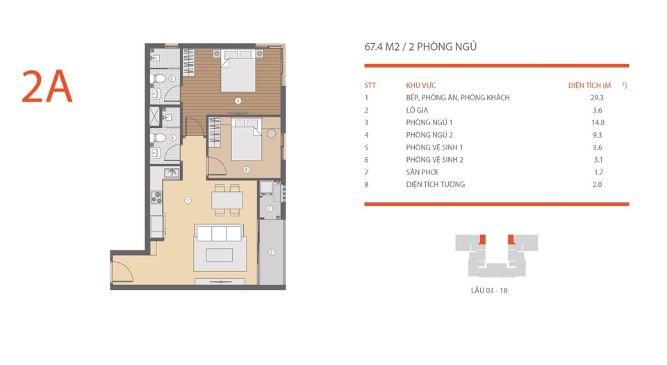 Căn hộ 2 phòng ngủ với diện tích 67,4 m² tại HausNeo được thiết kế hiện đại & hợp lý, tối ưu hóa không gian sinh hoạt cho chủ nhân tương lai