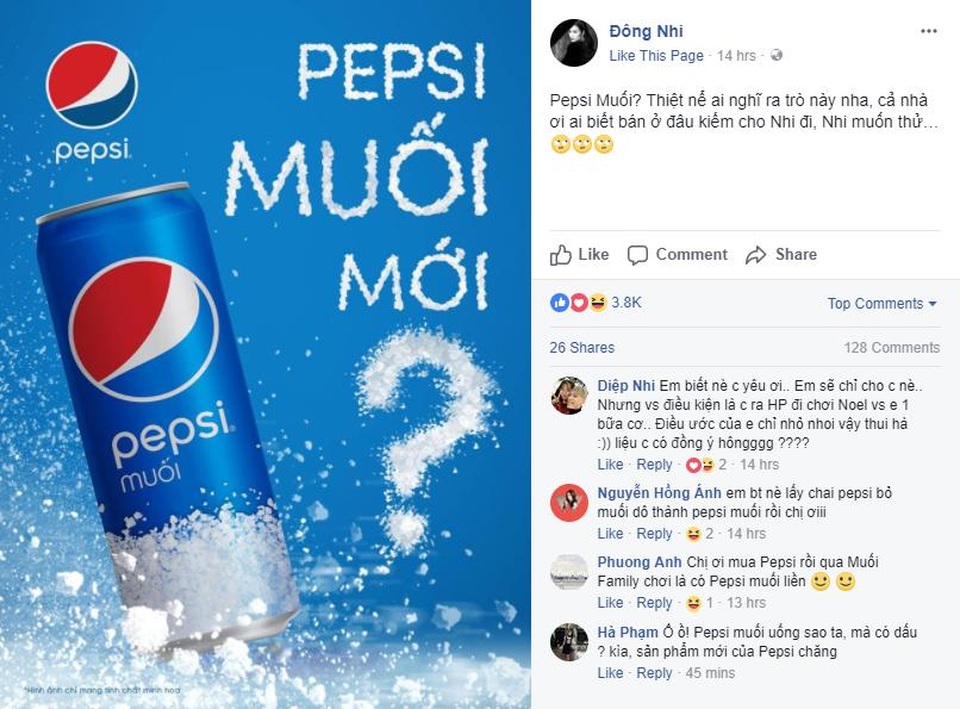 Xôn xao cơn sốt up ảnh “cần muối” của dàn sao Việt - 1 Đông Nhi tò mò muốn thử hương vị Pepsi mới